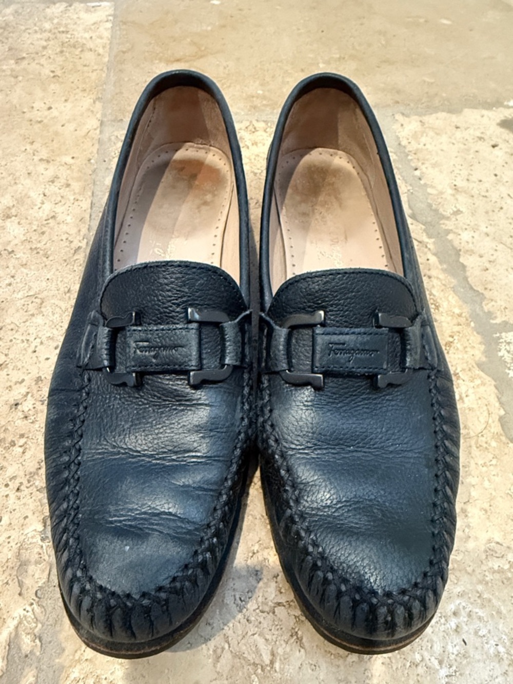 Salvatore Ferragamo Black Leather Bit Moccasin Loafers